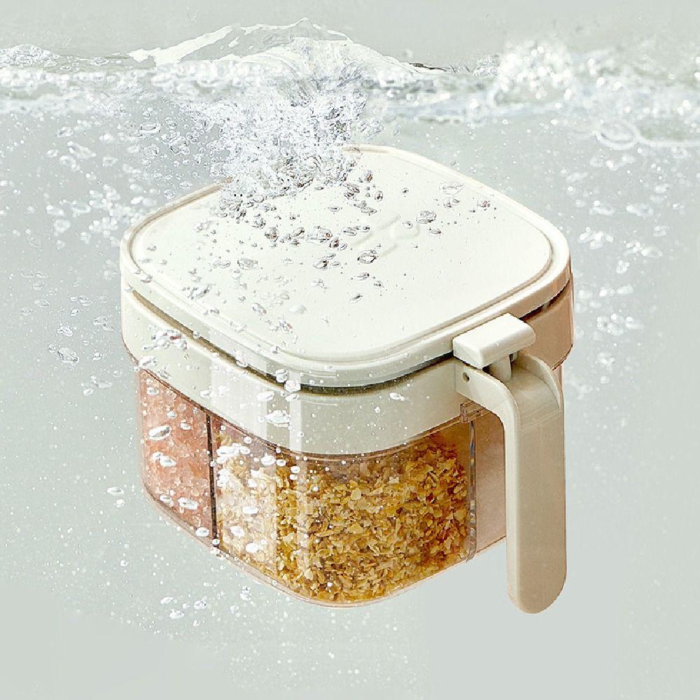 4 Grids Sugar and Salt Container Push-type Condiment Storage Container  Kitchen Supplies