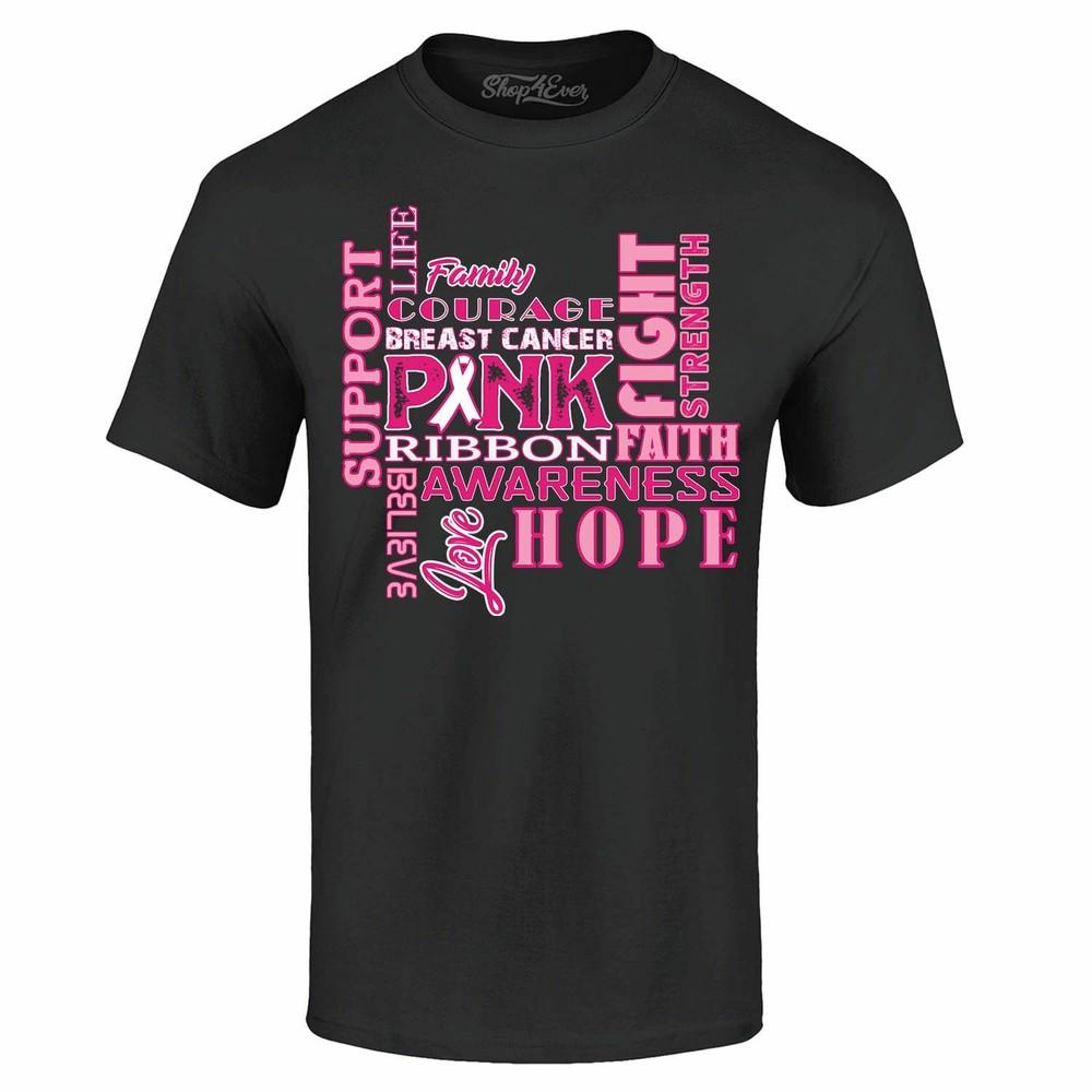Breast Cancer Awareness Montage T-shirt Pink Ribbon Support Hope Fight Shirts