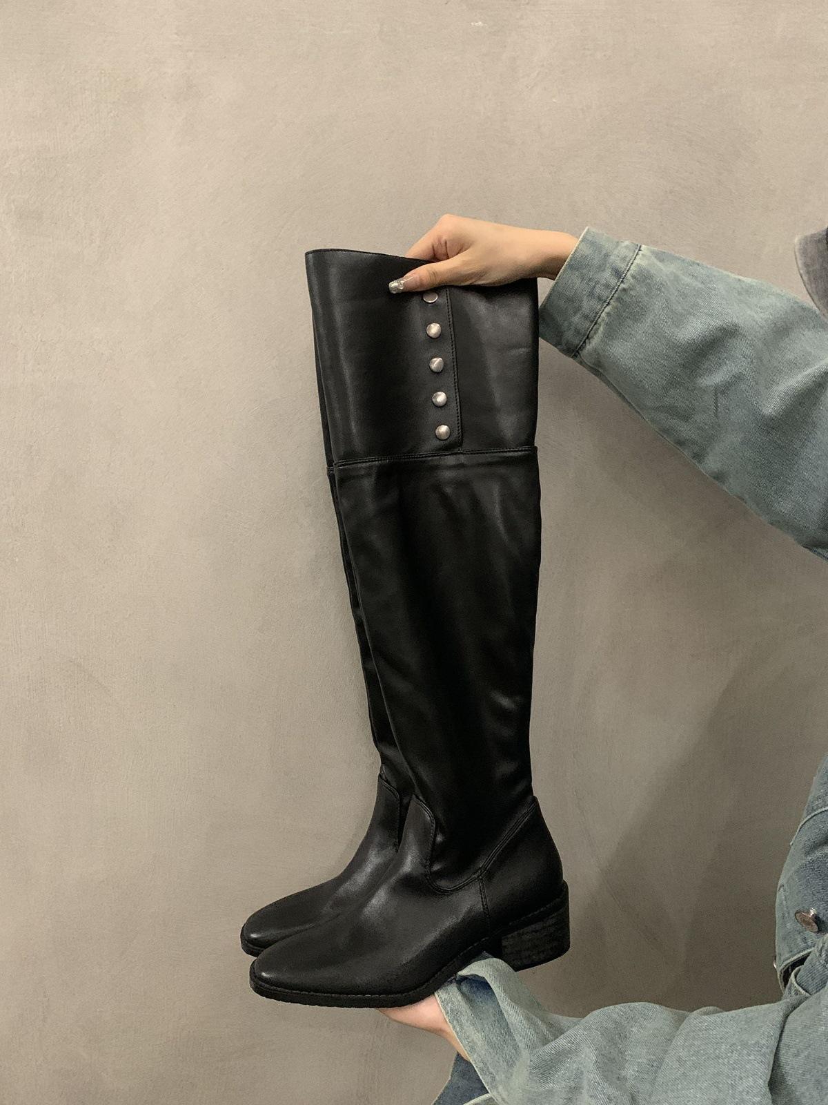 

Ретро-стиль толстый каблук два вида ношения ворсистые сапоги тонкие ковбойские сапоги в стиле вестерн высокие сапоги ранняя осень новые рыцарские сапоги женские 39