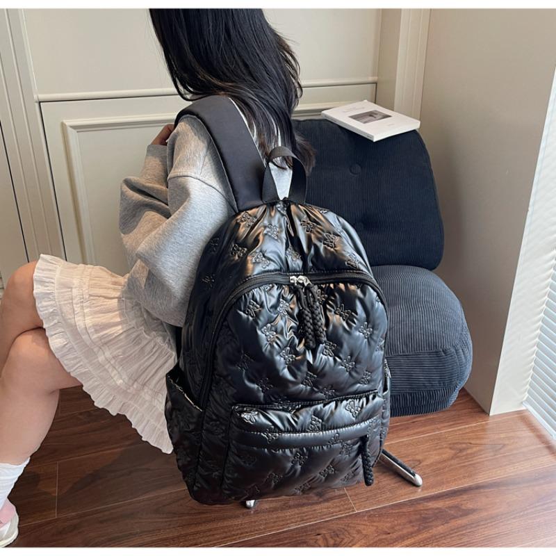 Quilted Backpack Casual Lightweight Daily Use Backpack for Women Fashion Quilted Design Ideal for School Commute Travel and Everyday Outings