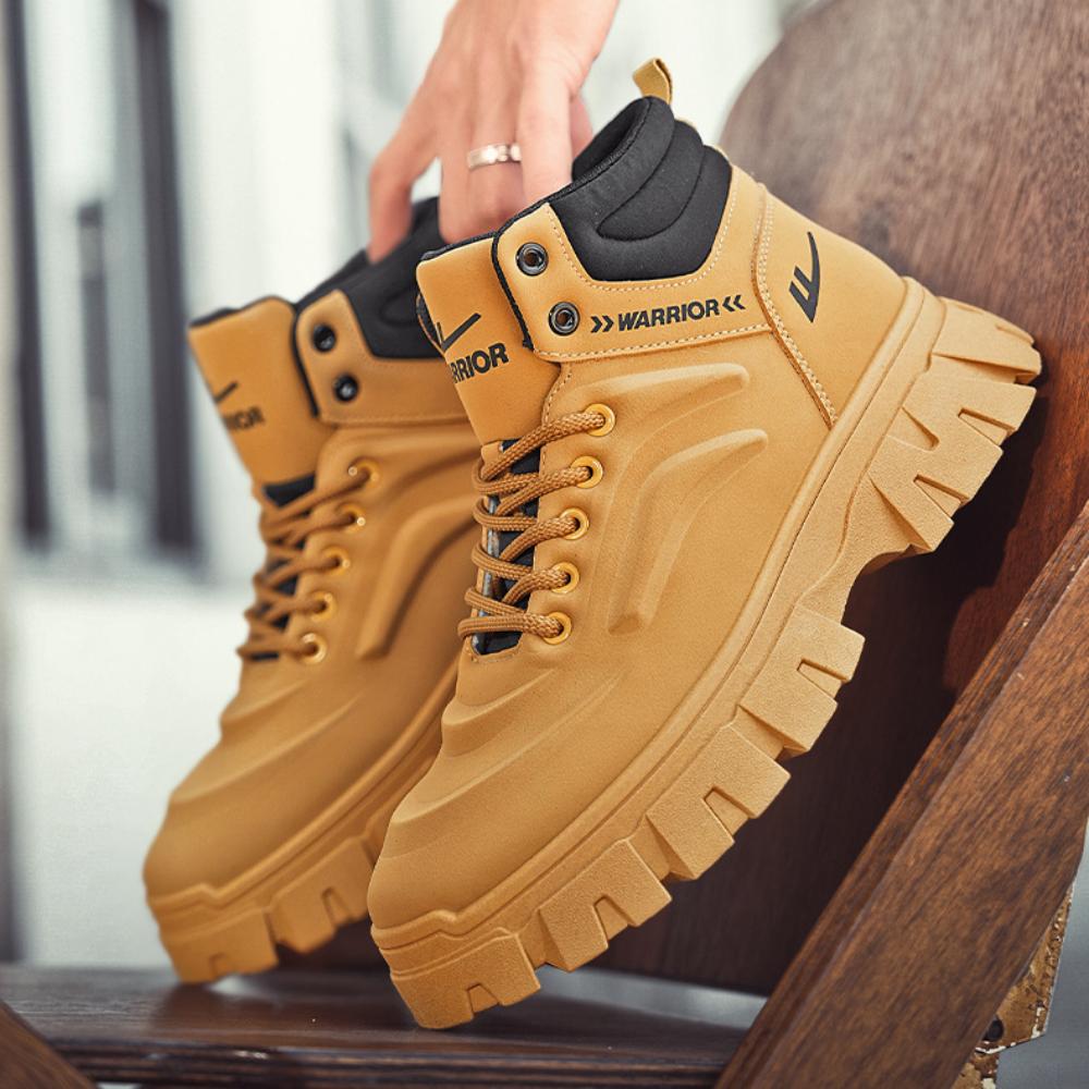 Warrior Erkek Ayakkabıları Retro Çok Yönlü İngiliz Stili Platform Yükselen Günlük Kısa Botlar