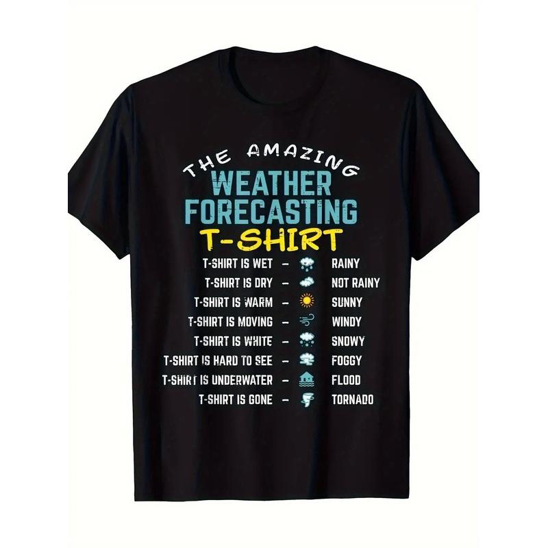 Men'S And Women'S Enchanted Weather Prediction T-Shirt - Relaxed Short Sleeve Top Featuring 7-Day Weekly Forecast Symbols (Monday to Sunday),