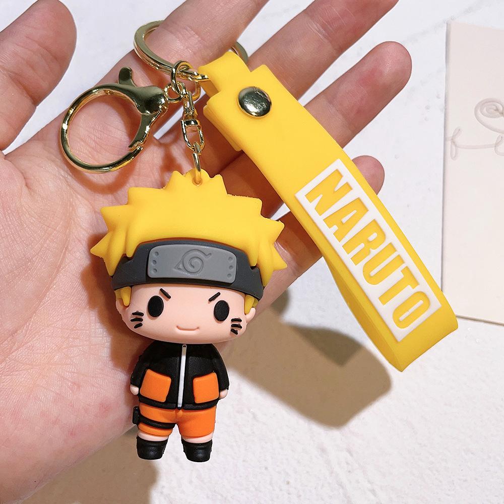 Cartoon PVC Naruto Anime Peripheral Toy Doll Keychain Naruto Silicone Figure Car Key Chain Christmas, Halloween Gift