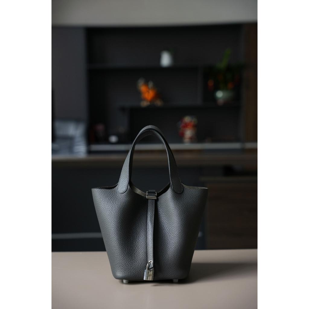 TC First Layer Cowhide Wax Thread Hand-sewn Vegetable Basket All-steel Hardware Brushed Oil Edge Handbag Craftsman Code