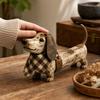 Figurine - Vintage Decor, Distressed Sausage Dog Statue for Desk Tabletop Shelf Entryway