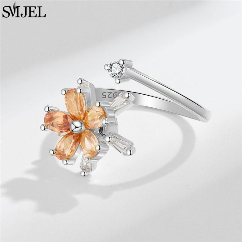 Etnisk Mote Tusenfryd Blomst Angstring Justerbar Dame Jenter Bekymring Stresslindring Smykker Spinnende Fidget-ringer Festgaver
