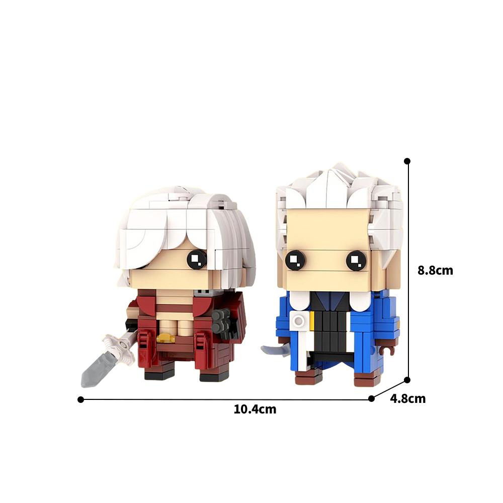 MOC Dante & Vergil Brickheadz Bausteine Devil May Cry Steine Set Lernspielzeug für Weihnachtsgeschenk