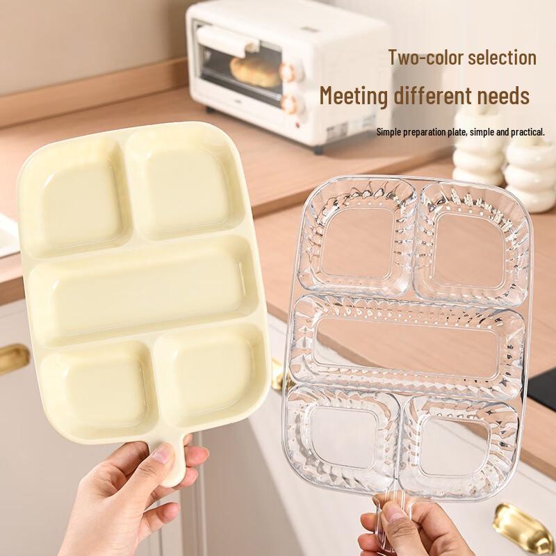 Large 5-Compartment 316 Stainless Steel Prep Plate - 6 Pack