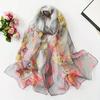 Embroidered Silk Scarf Sun-Resistant Long Wraps Summer Sunscreen Hijab  for Women