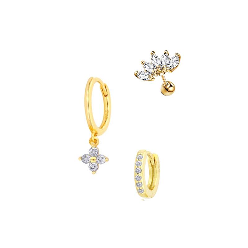 New Design Stainless Steel Cubic Zirconia Chain Hoop Earring For Women Star Moon Pendant Cartilage Earring Piercing Jewelry