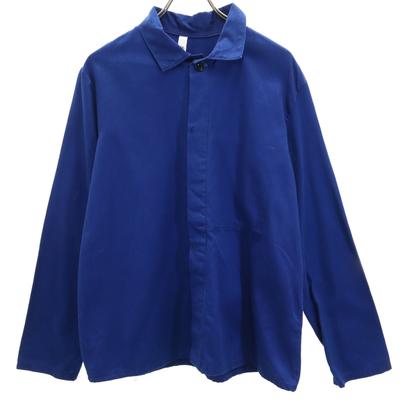 EURO WORK 70s 80s Vintage Herringbone Long Sleeve Shirt 50 Blue Men's Used