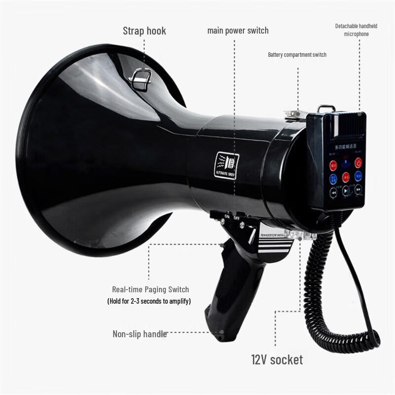 50W Handheld Rechargeable Megaphone with Recording