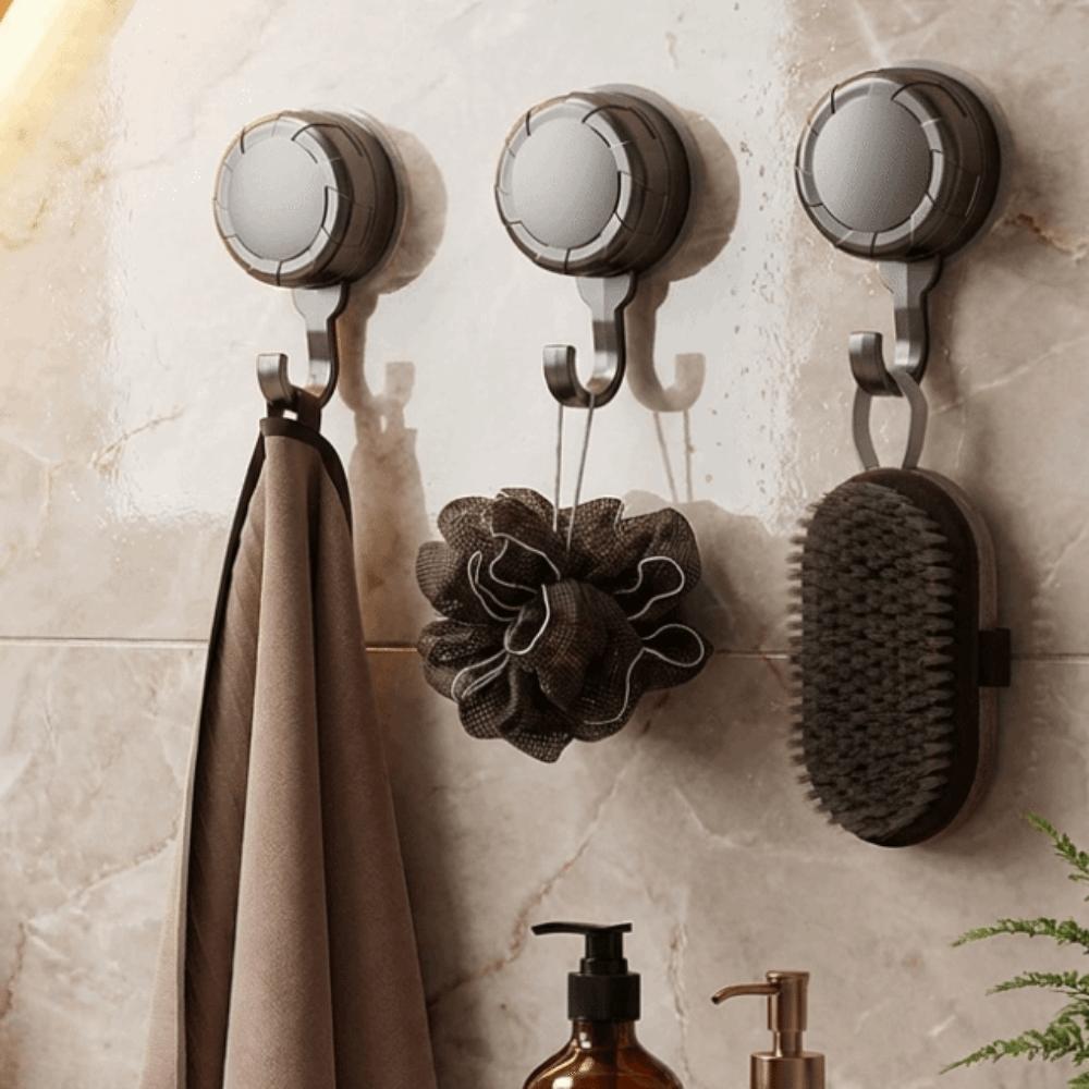 3Pcs Detachable Suction Cup Hooks Reusable Bathroom Towel Hooks Simple Kitchen Storage Hook Toilet