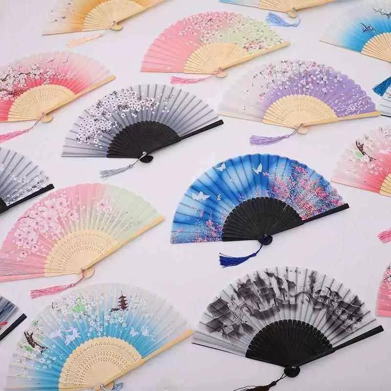 Folding Fan with Traditional Chinese Style for Opera, Chinese Style Hanfu, Women's Qipao, Dance, Children, Students, Summer Portable