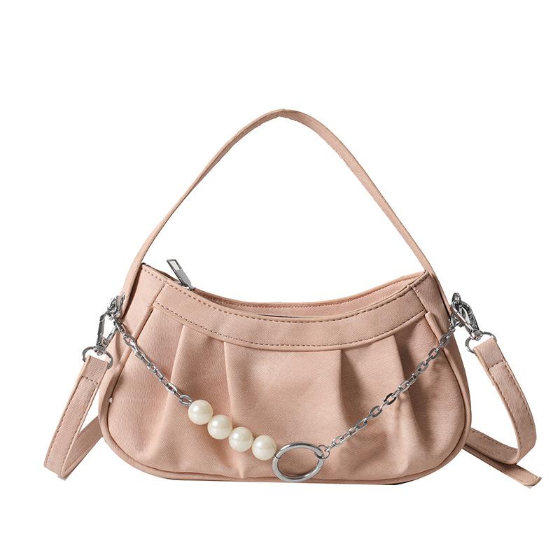 

Stylish personality, niche pleated feeling, hand-held underarm bag, versatile trendy cool hot girl style commuter messenger women s bag розовый