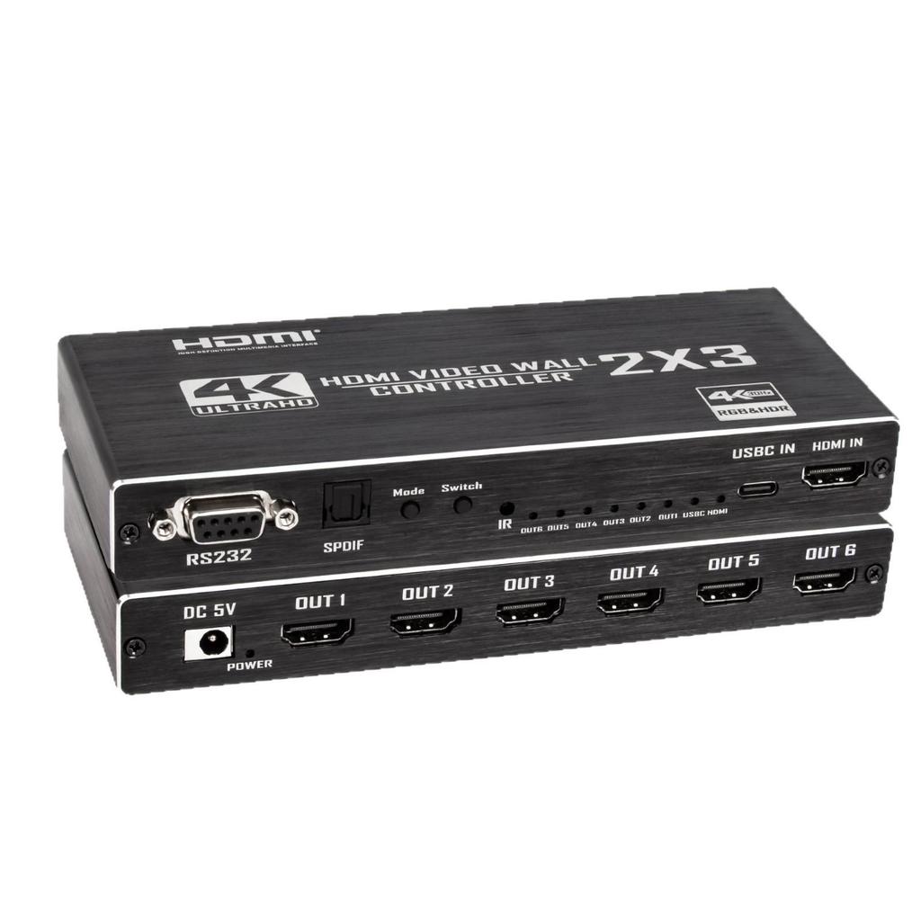 HD 4K Screen Controller: Combines Six Monitors into One Large Display (2x3)