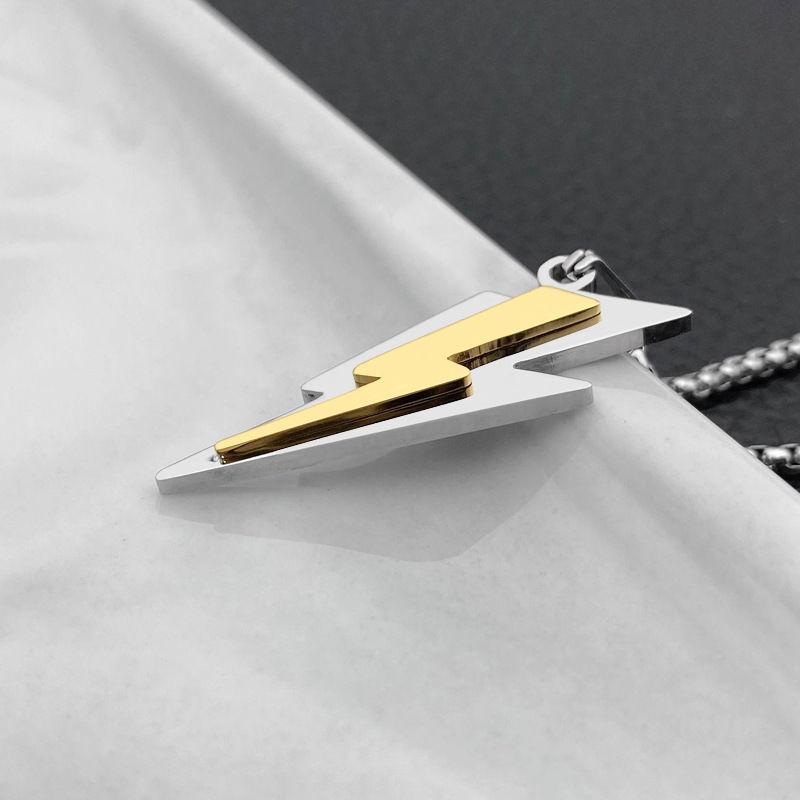 Stainless Steel Zeus Thunder Necklace Lightning Charm for Men and Women Hip Hop Trend Street Party Cool Jewelry Anniversary Gift