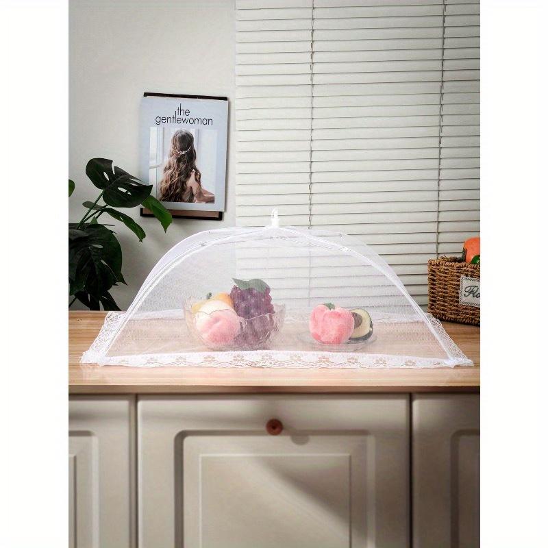 1pc White Insect And Mosquito-Proof Folding Cover, Vegetable Cover Can Be Disassembled And Washed Mesh Food Cover, Dining Table Cover