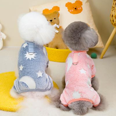 Dog Plush Jumpsuit Pet Plush Four Legged Coat Small Dog Cat Autumn Winter Warm Night Light Four Leg Plush Coat Puppy Clothes
