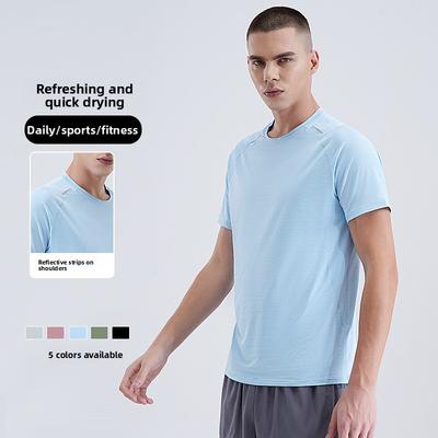 Cool-Feel Short-Sleeved T-Shirt for Men New Summer Outdoor Sports Crew Neck Top for Fitness and Running