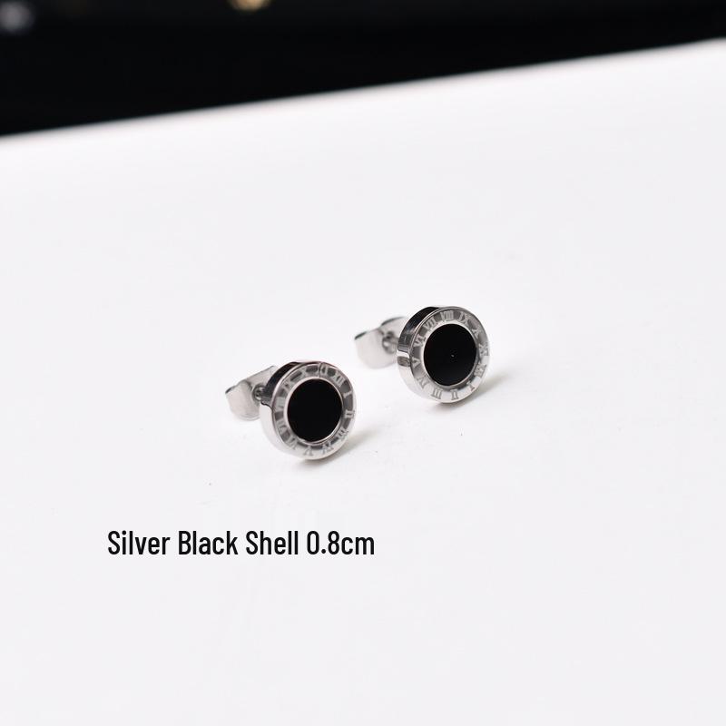 Unisex Roségold & Schwarze Titanstahl Ohrstecker