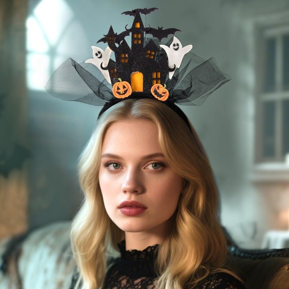 White Ghost Halloween Headband Electronic Ghost Hairband Halloween Hair Hoop  Photography Props