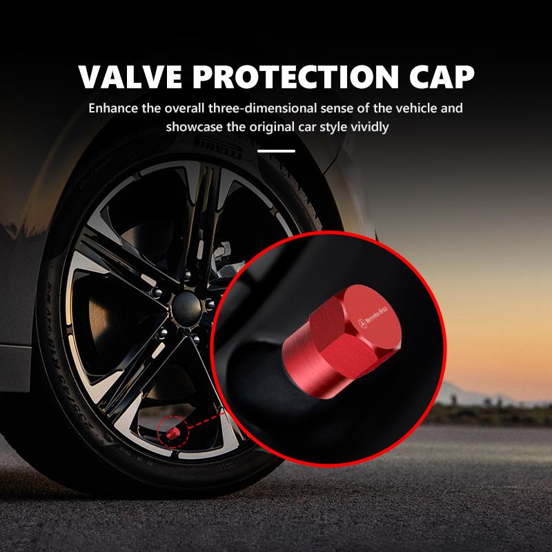 AABII1 For Benz 4Pcs Car Styling Alloy Wheel Tire Valve Cap Stem Cover Protect Accessories Exclusive AMG SPRINTER V CLASS VIANO W124