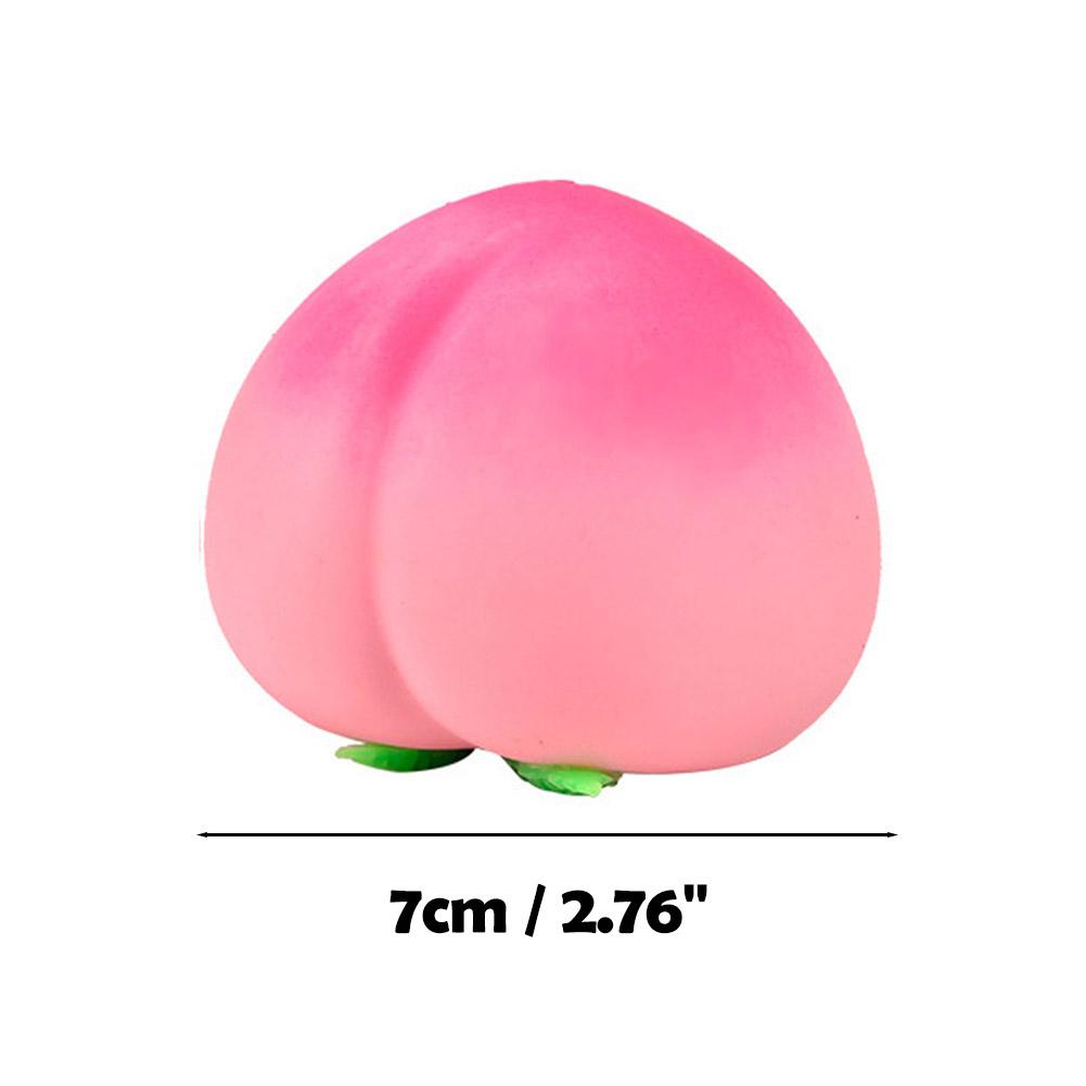 7cm Peach Stress Relief Toy Soft TPR Material Built-in Air Bubble for Crisp Sound Anti-Anxiety Squeeze Fidget Toy for Work Study