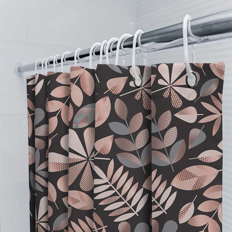 Leaf Print Shower Curtain Waterproof Bathroom Decoration Customizable Size Various Colors Available Decorative Window Treatment