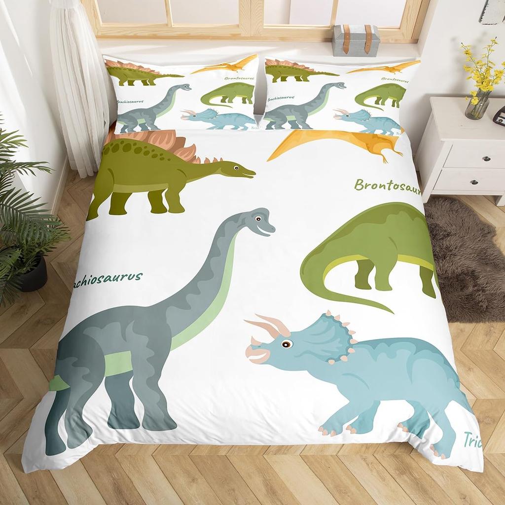Comforter Dinosaur Boys Girls Cute Cartoon Wild Dino Bedding Set For Kids Jungle Animals Comforter Kawaii
