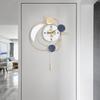 Elegant Golden Round Wall Clock, Modern Swing Pendulum Clock, Battery Operated Analog Timepiece - 8.27In Dial, 19.29x27.95 In