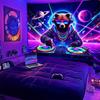 Psychedelic DJ Bear Tapestry Glow In The Dark Space Neon Wall Hanging Aesthetic Decor for Gaming Room Living Room