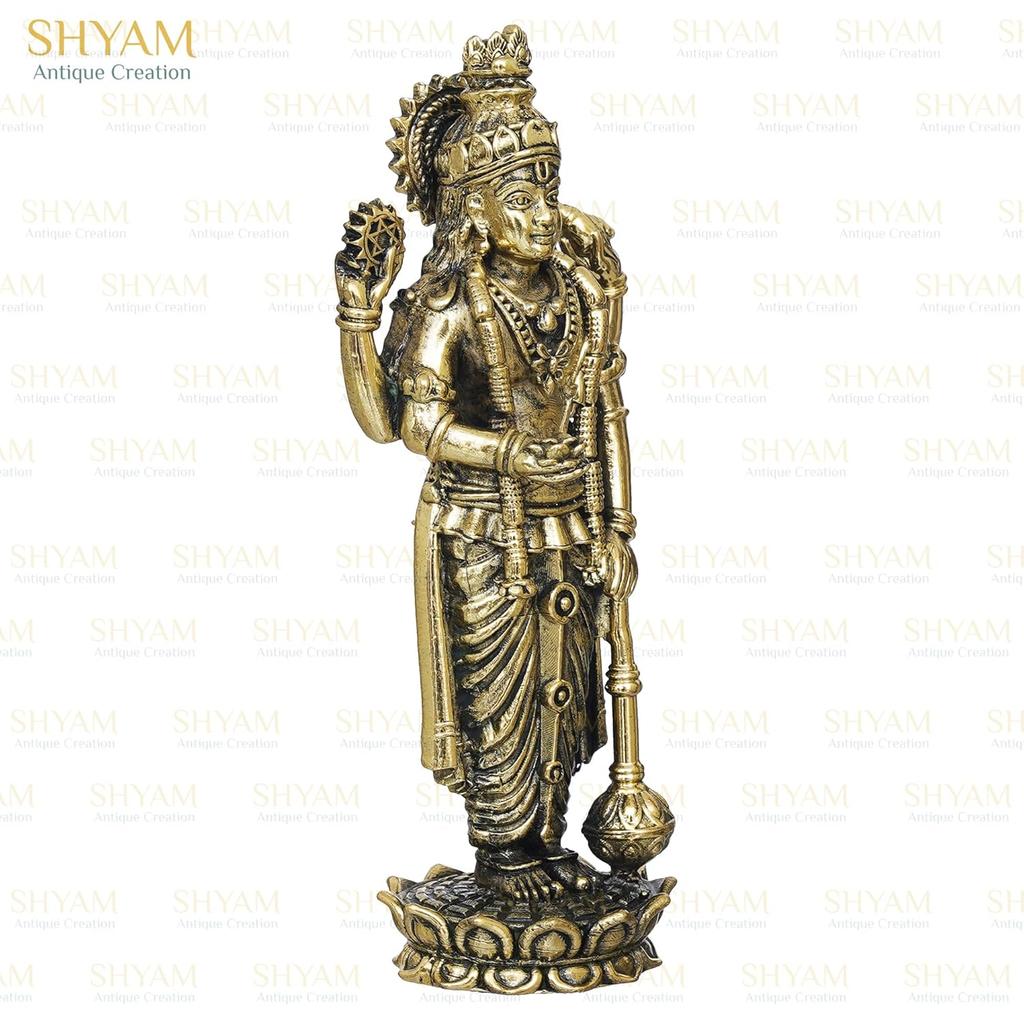 Pure Brass Vishnu Ji Standing Idol, Lord Vishnu Bhagwan Murti Venkatesh Statue