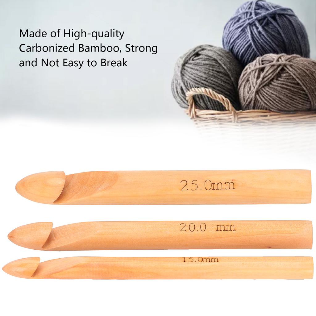 Bamboo Crochet Hook Handcrafted Knitting Needles Yarn Craft 20cmCelsius7.9in Large Crochet Hooks
