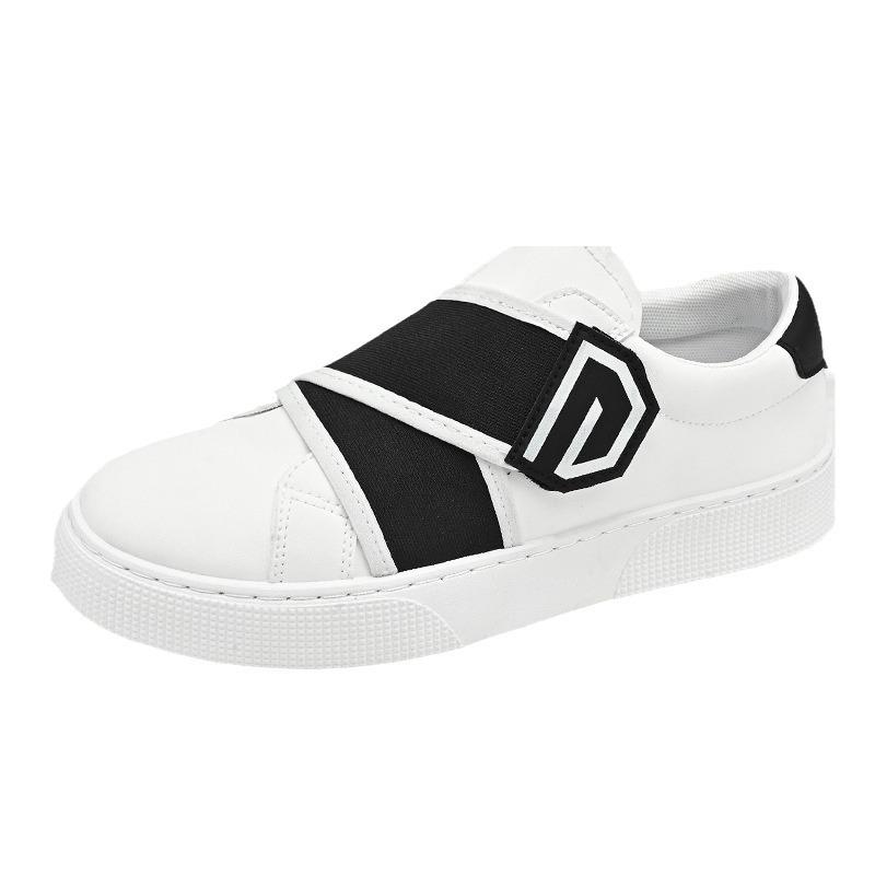 2024 Summer New Men'S Flat-Bottomed Lace-Free Velcro Little White Shoes Versatile Casual Sports Board Shoes Men'S Shoes