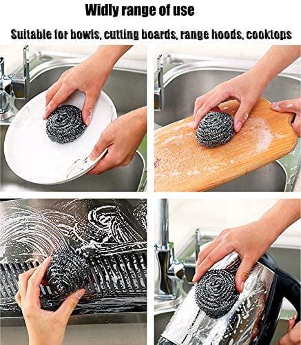 20 PCS Steel Wool S Crubber, Stainless Steel Scouring Pad, Heavy Duty Metal Scourers Sponge For Tough Kitchen Cleaning One Size серебряный