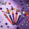 Handmade Wooden Writing Pens 6PCS Halloween Beadable Pen Kit, DIY Ballpoint with Pumpkin Witch Unique Ghost Theme Beads, Creative Smooth for