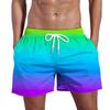 Sommer-Badehose für Herren, schnell trocknende Shorts mit Taschen und Strandshorts mit Farbverlaufsdruck