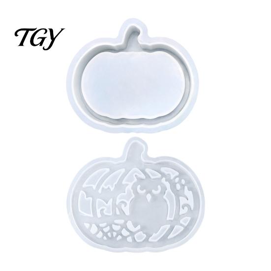 Food Grade Silicone Mold 1 Set Halloween Pumpkin Lampshade Mold, DIY Hollow Cement Box Gypsum Epoxy Resin Casting for Crafts