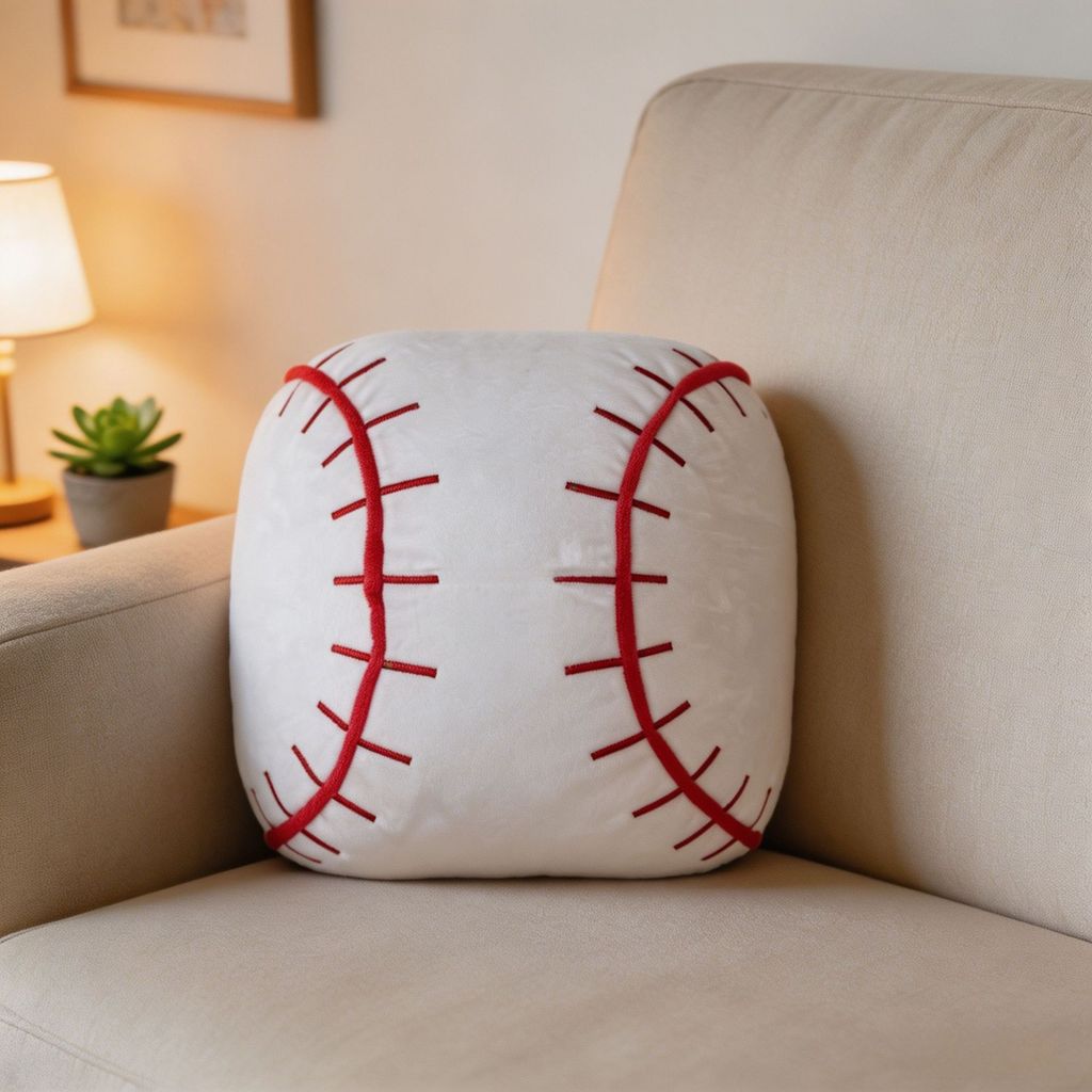 Sports Style Baseball Pillow With Plush Cover For Kids And Teens Comfort