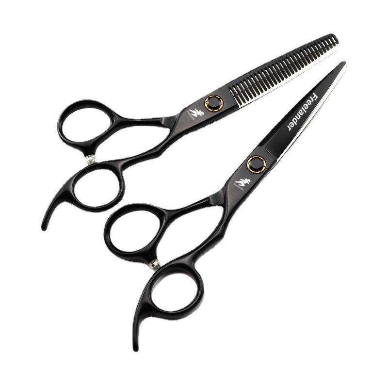6.0-inch Black Painted Bearing Screw Hairdressing Barber & Thinning Scissors Set