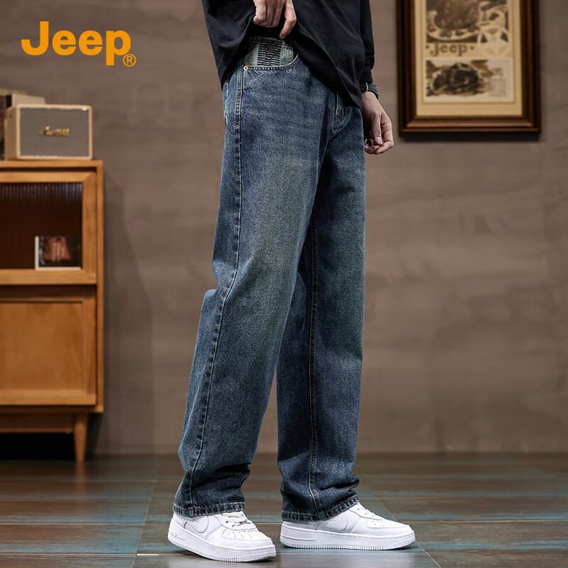 Jeep Men's American Retro Loose Straight Leg Jeans