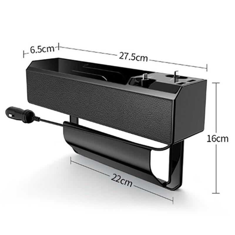 Organizator de buzunar pentru scaunul cu control central al mașinii cu 2 încărcătoare USB, cabluri retractabile QC3.0, spațiu pentru scaune multifuncționale
