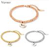 Fashion Charm Beaded Bracelets for Women Stainless Steel Beads Female Engrave Jewelry Bracelets