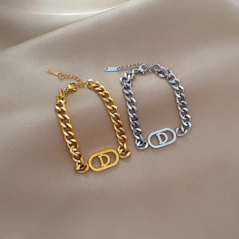 Dongmen Personality Minimalist Style Letter D Personality Chain Bracelet Female Retro Girlfriend