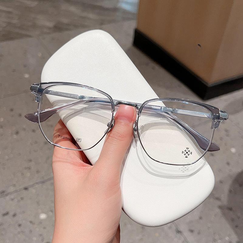 

Повседневная титановая оправа для бровей в стиле ретро, ​​оправа для очков с круглым лицом, может сочетаться с близорукостью и защитой от синего луча