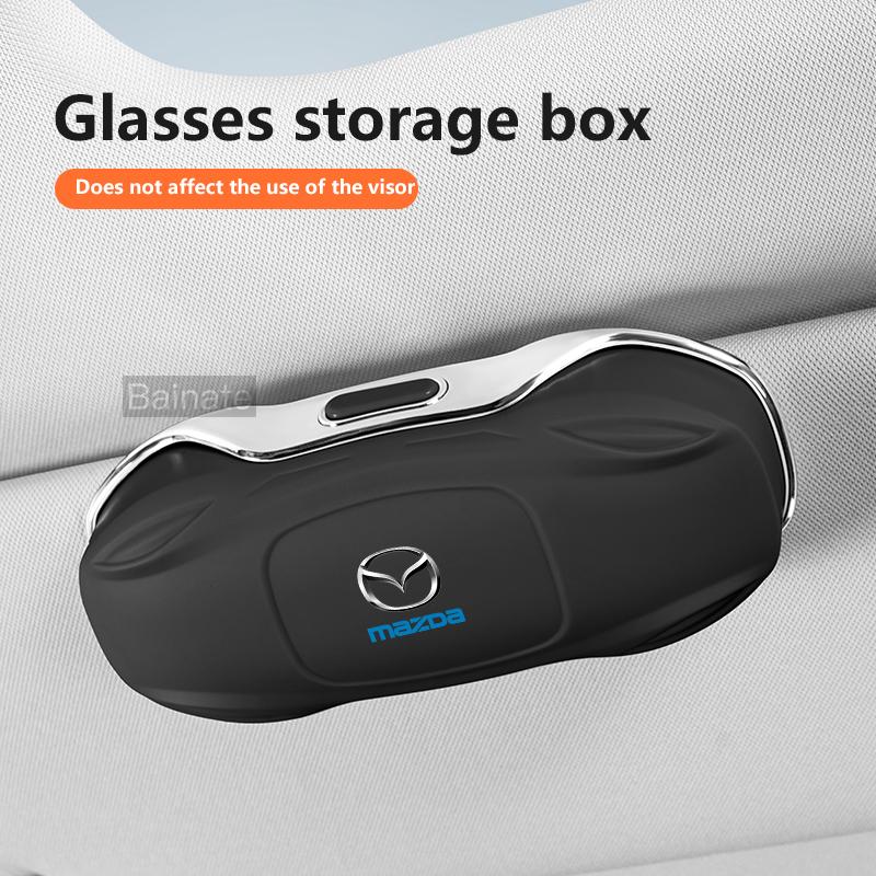 Car Glasses Box Portable For Mazda 2 3 6 Atenza Axela Demio CX3 CX-5 MPS RX-8 CX-30 Sunglasses Holder Auto Visor Eyeglasses Case