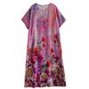 DIMANAF 2025 Summer Women Plus Size Loose Dress Beach Basic Casual Long Dress Vintage Floral Printing Holiday Dress