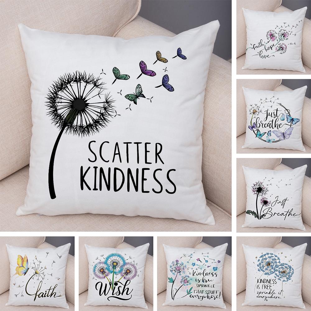 Faith Hope Love Pillowcase Double Print Hummingbird Dandelion Cushion Cover Soft Plush Enjoy Little Things Pillowcase for Sofa