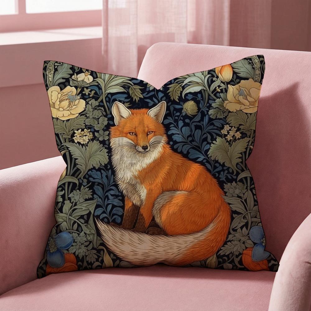 William Morris Art Fox Cushion Cover Multi-Scene Pillow Cover for Home & Car - Reversible, Soft & Durable for Daily Use